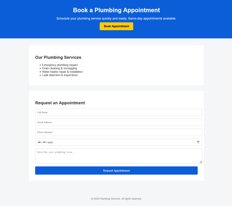 free-plumber-appointment-booking-landing-page-template
